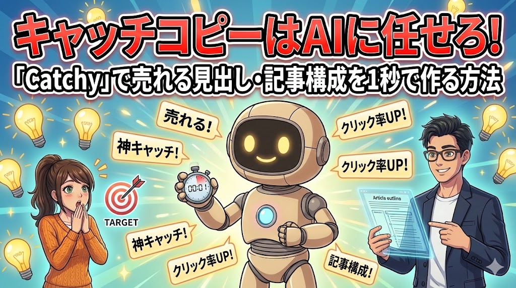 キャッチコピーはAIに任せろ！「Catchy」で売れる見出し・記事構成を1秒で作る方法