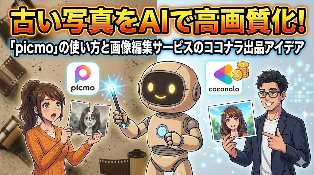 古い写真をAIで高画質化！「picmo」の使い方と画像編集サービスのココナラ出品アイデア