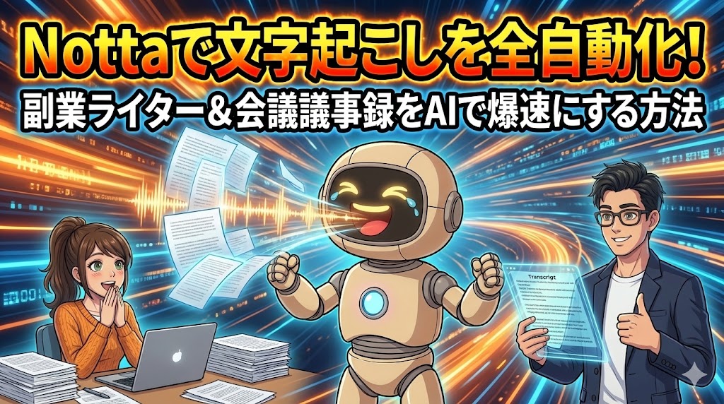Nottaで文字起こしを全自動化！副業ライター＆会議議事録をAIで爆速にする方法