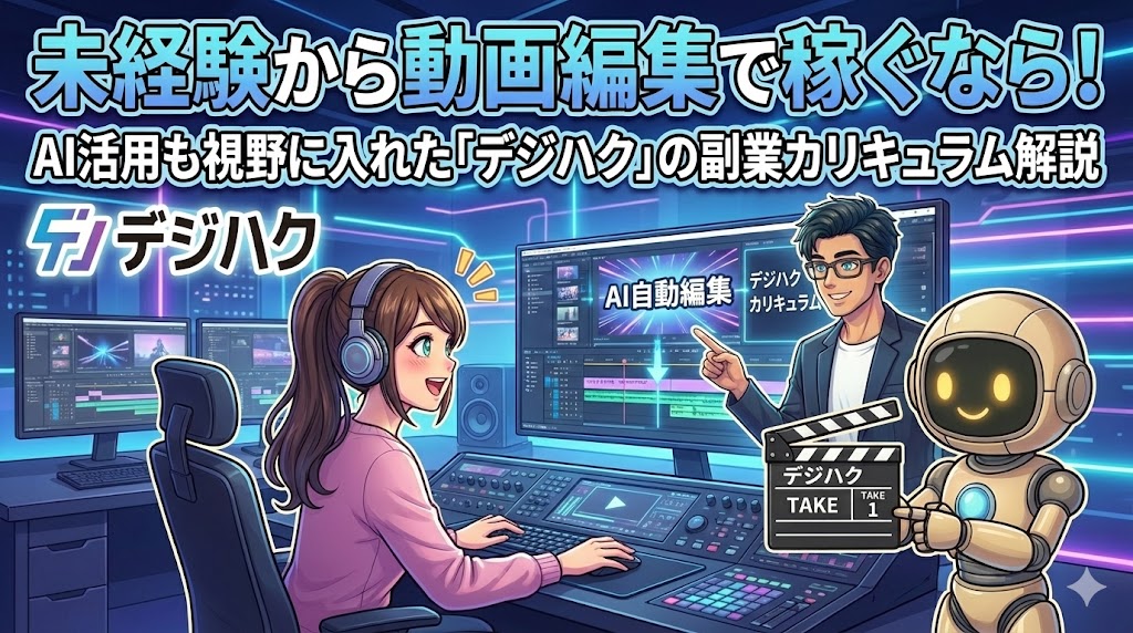 未経験から動画編集で稼ぐなら！AI活用も視野に入れた「デジハク」の副業カリキュラム解説