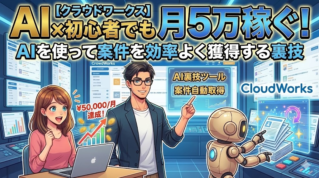【AI×クラウドワークス】初心者でも月5万稼ぐ！AIを使って案件を効率よく獲得する裏技