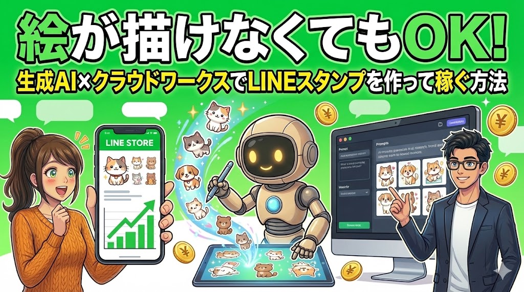 絵が描けなくてもOK！生成AI×クラウドワークスでLINEスタンプを作って稼ぐ方法